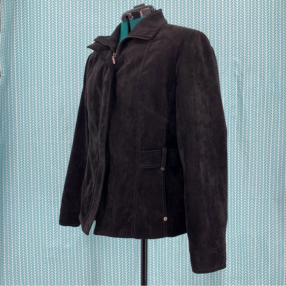 Click Collection Black Microsuede Zipper Closure Jacket, 12 - Picture 7 of 16
